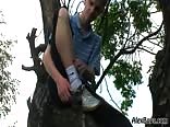 Brian555 A cute boy relaxes outside.