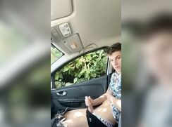 Brit James loves to jerk off in the car, because his parents are always at home!