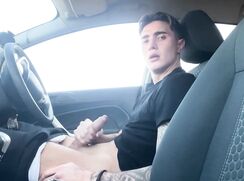 British Guy Wanking in His Car