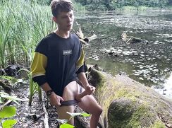 Brixton Jerks off at the River till he Cums Boys Porn