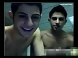 Brothers showing cocks