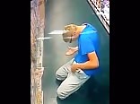 Busted by store surveillance camera beating off to porn