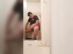 Chubby 18yo Jerks off and cums in the bathroom