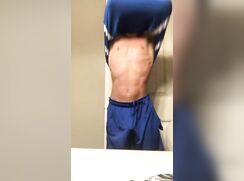 Collage freshman after the workout
