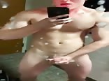 College Boy Cums on Mirror