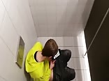 College Boy Wanks in Public Restroom 
