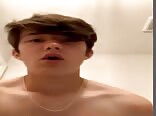 College twink porn strips down and strokes off in bed 