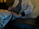 Couch wank and cum