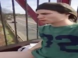 Crazy half naked boy shows dick outside (hot!)