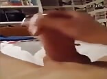 Creamy load of cock milk runs down the side of his cock boys porn