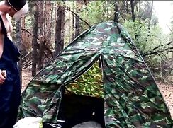 Creepy Masked Guy Fucks Camper In Tent