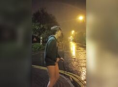 Cum nude outside in the rain
