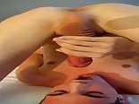 Cum Shots in His Mouth, Great Aim, then rubs in Ass