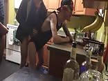 Cum slut bred by two strangers in his kitchen