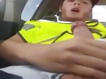 cumming in car
