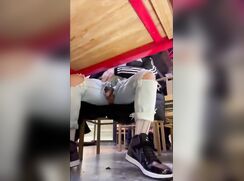Cumshot under the table