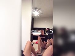 cute blonde guy in front the mirrow jo