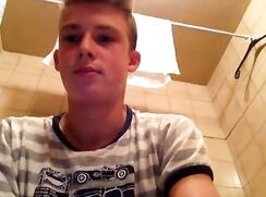 cute boy cums in bathroom