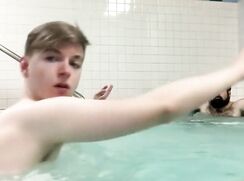 Cute boy plays in pool swim sexy porn