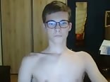 Cute boy porn in glasses shares his cum 