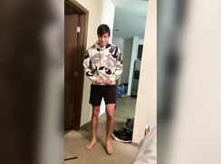 Cute boy strips and fuck his gf hard
