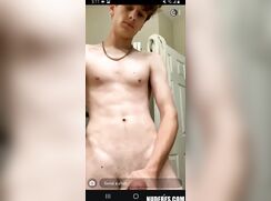 Cute face big cock guy jerks off