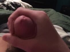 cute guy jacking off on bed