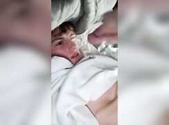 cute intense orgasm on his face