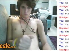 Cute lad strokes his cock for strangers on the internet