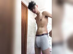 Cute Latino Twink In Glasses Showing Off his Big Latino Dick
