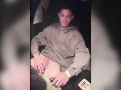 Cute light skin boy jerking his long wet light skin dick and cums