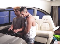 Cute long hair and curly boy is seduced and fucked