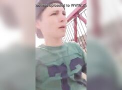 cute outside wanker dont care people arround
