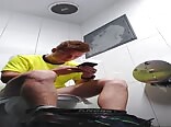 Cute red head plays with his boner in the bathroom boys porn