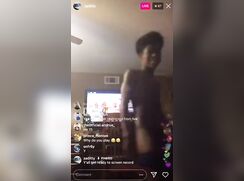 Cute sexy black boy showing off his sexy long dick on insta live