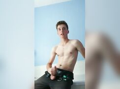 Cute Teen Jerks Off and Tastes Cum