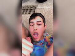 Cute Twink Cums On His Own Face