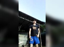 Cute twink gets rid of his clothes in public
