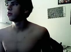 cute twink has wank in living room