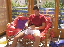 Cute twink jerk off in sunroom GAY BOYS PORN
