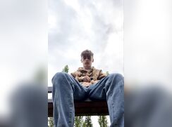 cutie pulls out his dick in a public parc..