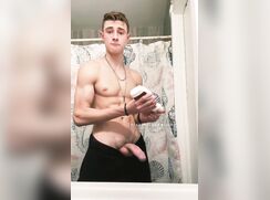 Dad interrupts son's jerking for a chat