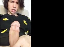 Dnz longhaired twink jerks his thick dong