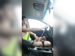 Drive and Jerking Off And Cum In The Car Gay Porn
