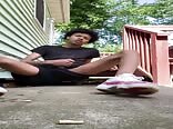 Dude kicks back and jacks off on his front porch boys porn
