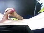 Dude stroking uncut cock with tight foreskin shoots a load boys porn