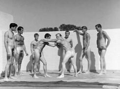 Eight nude athletes