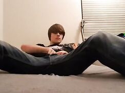 Emo Cums On Bed