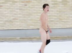 English boy naked in the snow