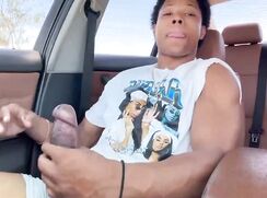 fat big cock cums in car